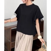 Lace Ladies/レースレディース Lace Ladies フリルショルダー チュール ドッキング オーバーサイズ 半袖 Tシャツ/508344894