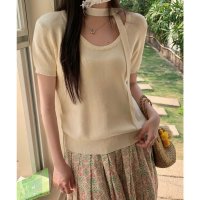 Lace Ladies/レースレディース Lace Ladies チョーカー付き ラウンドネック 半袖 ニット プルオーバー/508344902