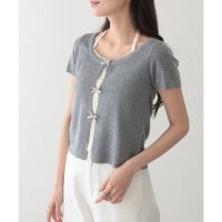 Lace Ladies/レースレディース Lace Ladies ホルターネック リボン付き ドッキング 半袖 ニット トップス/508344906