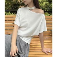 Lace Ladies/レースレディース Lace Ladies ワンショルダー チョーカー ドルマンスリーブ 半袖 カットソー/508344907