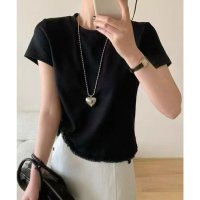 Lace Ladies/レースレディース Lace Ladies 裾レース フリル クルーネック 半袖 Tシャツ/508344911