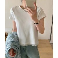 Lace Ladies/レースレディース Lace Ladies 裾レース フリル クルーネック 半袖 Tシャツ/508344911