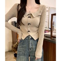 Lace Ladies/レースレディース Lace Ladies リボン付き スクエアネック リブ ニット プルオーバー/508344922