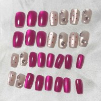shoppinggo/ショッピングゴー shoppinggo ネイルチップ リボン ピンク ショート シンプル つけ爪 ネイルアート アートチップ デコチップ オーバル ウエディン /508345365