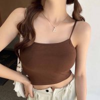 shoppinggo/ショッピングゴー shoppinggo 背中あき キャミソール リボン ショート丈 へそ出し カップ付 キャミタンクトップ ブラ 白 黒 パット付 バックオープ/508345368