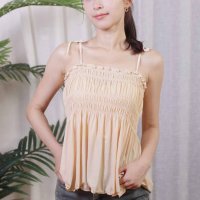 shoppinggo/ショッピングゴー shoppinggo キャミソール 肩紐 リボントップス フリル タンクトップ Vネック ノースリーブ キャミソール 20代 30代 40代 /508345371