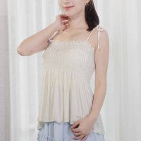 shoppinggo/ショッピングゴー shoppinggo キャミソール 肩紐 リボントップス フリル タンクトップ Vネック ノースリーブ キャミソール 20代 30代 40代 /508345371
