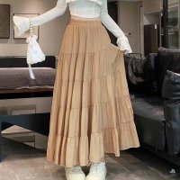 shoppinggo/ショッピングゴー shoppinggo Aラインスカート レディース かわいい マキシ丈フレアスカート ロング ひざ下 フリル ハイウェスト フレア裾 ボトムス/508345377