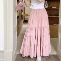 shoppinggo/ショッピングゴー shoppinggo Aラインスカート レディース かわいい マキシ丈フレアスカート ロング ひざ下 フリル ハイウェスト フレア裾 ボトムス/508345377