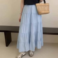 shoppinggo/ショッピングゴー shoppinggo Aラインスカート レディース かわいい マキシ丈フレアスカート ロング ひざ下 フリル ハイウェスト フレア裾 ボトムス/508345377