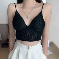 shoppinggo/ショッピングゴー shoppinggo 総レースキャミソール カップ付 キャミ レース 見せるインナー タンクトップ ブラ 黒 パット付 チューブトップ ベアト/508345380