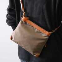HALEINE/アレンヌ HALEINE [HALEINE]日本製ナイロン栃木レザー横型サコッシュ/504380203