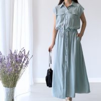 ica/アイカ ica ワンピース シャツワンピース ロングワンピース シャツワンピ シャツ ロング ロング丈 マキシ マキシ丈 ノースリーブ 半袖 Aライン ゆったり/508346908