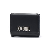 X-girl/エックスガール X－girl 財布 レディース コンパクト 小さめ ブランド 三つ折り ミニ ミニ財布 小銭入れ 合皮 高校生 中学生 女子 RHINESTON/508347033