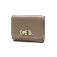 X-girl/エックスガール X－girl 財布 レディース コンパクト 小さめ ブランド 三つ折り ミニ ミニ財布 小銭入れ 合皮 高校生 中学生 女子 RHINESTON/508347033