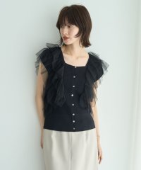 YECCA VECCA/イェッカ ヴェッカ YECCA VECCA チュールラッフルノースリーブカーディガン/508347536