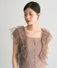 YECCA VECCA/イェッカ ヴェッカ YECCA VECCA チュールラッフルノースリーブカーディガン/508347536