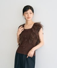 YECCA VECCA/イェッカ ヴェッカ YECCA VECCA チュールラッフルノースリーブカーディガン/508347536