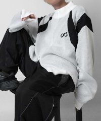 Confirm/コンファーム Confirm Y2K ダブルジップ ワンポイントロゴ ジャガードニット フルジップドライバーズニット ユニセックス/508347945