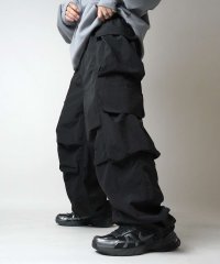 ILL‘S/イルズ ILL'S マルチポケット ナイロンカーゴパンツ 裾ドローコード ワイドパンツ/508347947