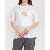 BRODIAEA/ブローディア BRODIAEA フラワープリントスパンコール半袖Tシャツ/508350693