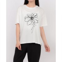 BRODIAEA/ブローディア BRODIAEA フラワー刺繍×プリント半袖Tシャツ/508350696