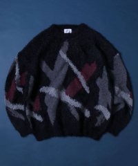 ANPAS/アンパス ANPAS 総柄 モヘアタッチ シャギーニットペイズリー柄 スプラッシュ柄/508350734