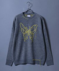 ANPAS/アンパス ANPAS ジャガード バタフライ デザインニット ステッチ ダメージニット/508350735