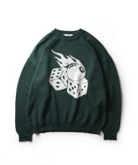 ILL‘S/イルズ ILL'S モヘアライク 8ボール ダイス スカル グラフィックジャガード ビッグシルエット プルオーバーソフトタッチシャギーニット/508350132