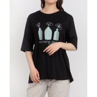 BRODIAEA/ブローディア BRODIAEA 線画フラワープリント半袖Tシャツ/508350687