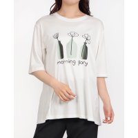 BRODIAEA/ブローディア BRODIAEA 線画フラワープリント半袖Tシャツ/508350687