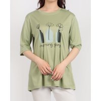 BRODIAEA/ブローディア BRODIAEA 線画フラワープリント半袖Tシャツ/508350687