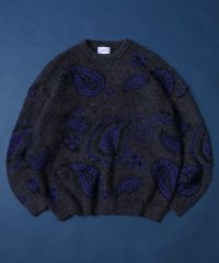 ANPAS/アンパス ANPAS 総柄 モヘアタッチ シャギーニットペイズリー柄 スプラッシュ柄/508350734