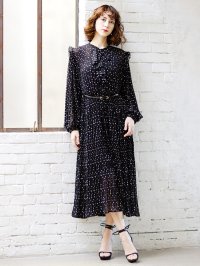 SPECCHIO/スペッチオ SPECCHIO 前開きティアード フリルワンピース/リボンタイ付き/508352008