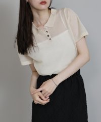 J by blue/ジェーバイブルー J by blue 麻混シアーニットポロシャツ/508352050
