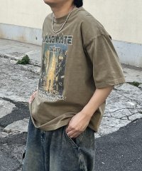 ILL‘S/イルズ ILL'S ヴィンテージライク ロックプリント レトロ ピグメント加工 ビッグシルエット半袖バンドTシャツ/508352060