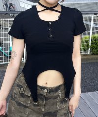 SPIRALGIRL/スパイラルガール SPIRALGIRL ヘンリーネックヘムフレアトップス/508352664