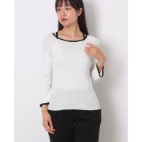 12Twelve Agenda/トゥエルブアジェンダ 12Twelve Agenda 配色ラインリブ7分袖ニットプルオーバー/508352669
