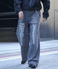Confirm/コンファーム Confirm ヴィンテージメイク ダメージ加工 ケミカルウォッシュ加工 ワイドストレートデニムパンツ/508352761