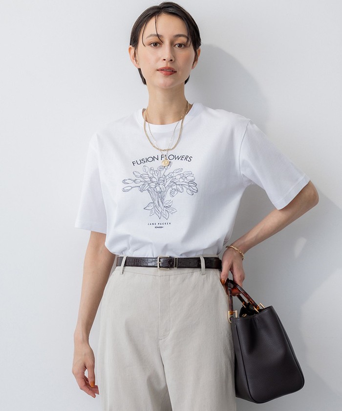 洗える】JANE PACKERコラボ フラワー刺繍 Tシャツ(508352941