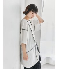 Samansa Mos2 blue/サマンサモスモス ブルー Samansa Mos2 blue ◎【接触冷感】切替ステッチチュニック/508353036