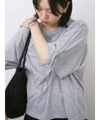 Samansa Mos2 blue/サマンサモスモス ブルー Samansa Mos2 blue ◎【接触冷感】ベロアラインリボンTシャツ/508353038