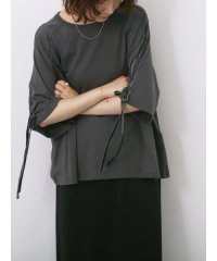 Samansa Mos2 blue/サマンサモスモス ブルー Samansa Mos2 blue ◎【接触冷感】ベロアラインリボンTシャツ/508353038