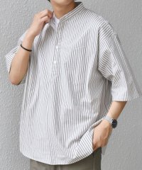 SHIPS any MEN/SHIPS any: シアサッカー ストライプ バンド スキッパー ハーフスリーブ シャツ◆/508353049