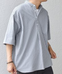 SHIPS any MEN/SHIPS any: シアサッカー ストライプ バンド スキッパー ハーフスリーブ シャツ◆/508353049