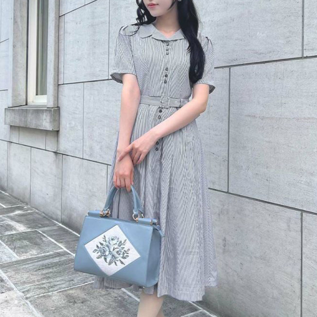 【新品】　南フランス柄5分袖ロングワンピース グリーン　アンアナザーアンジェラス 最新人気 楽天市場】南フランス柄5分袖ロングワンピース/an