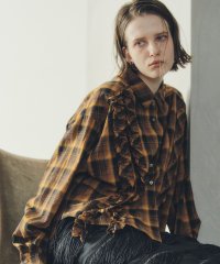 YECCA VECCA/イェッカ ヴェッカ YECCA VECCA チェック柄フリルデザンアシメシャツ/508354142
