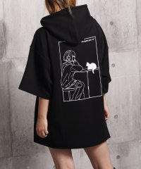 1111clothing/ワンフォークロージング 1111clothing ガール＆クロネコ ポンチTパーカー/508356733