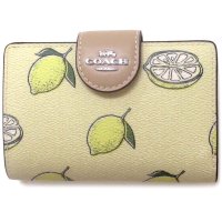 COACH/コーチ COACH コーチ 財布 COACH アウトレット ミディアム コーナー ジップ ウォレット レモン プリント れもん柄 二つ折り財布 CAP02 SV/508356964