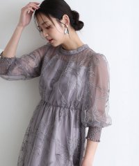 PourVous/プールヴー PourVous ラメエンブロイダリーシアー素材スタンドカラーパーティードレスお呼ばれ袖あり&ミモレ丈同窓会成人式フォーマルオケージョンドレス結婚式/508358192